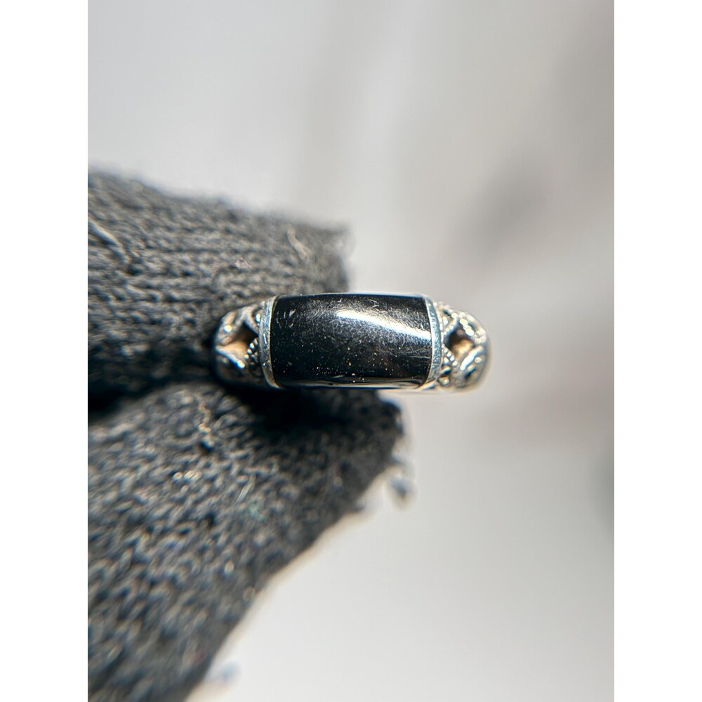 Sterling Silver Black Onyx Ring Size 7.5 MD 925 Vintage Band